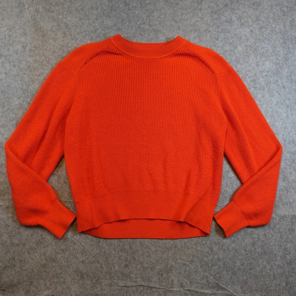 Rag and Bone Sweater‎ Women Extra Small Orange Cotton Cashmere Ribbed Crewneck